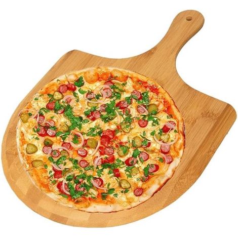 Pelle à pizza en bambou et en bois, pour une utilisation au four, la fabrication artisanale de pain et la pâtisserie maison, conçue pour un transport sûr et une manipulation stable.-AquaForge (1/4)