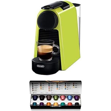 Nespresso De'Longhi Essenza Mini EN85.L - Nespresso Kapselkaffeemaschine, kompakt, 19 bar, Abschaltautomatik, limonenfarben, 1, Inklusive Willkommenspaket mit 14 Kapseln