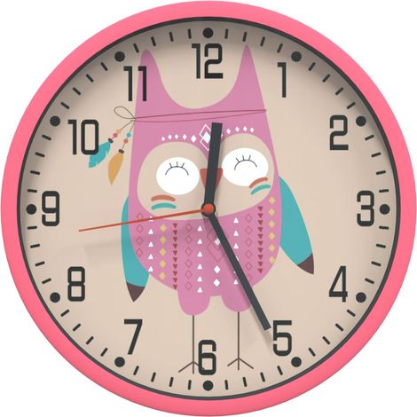 Horloge murale rose Ø25,5 cm polystyrène et verre (1/5)