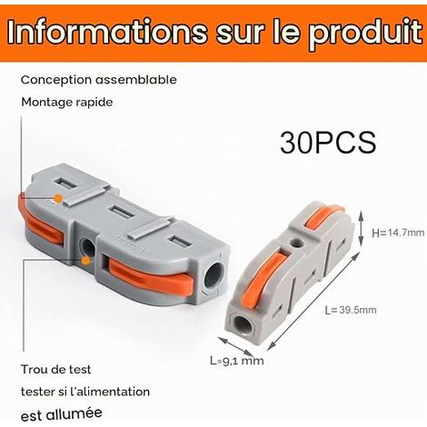 Connecteur Électrique,Domino Electrique,Connecteur Électrique Rapide,Domino Electrique Etanche,Bornes Connexion Automatique,Rapide Connecteur Fil de Câble,Connecteurs Électriques Compact