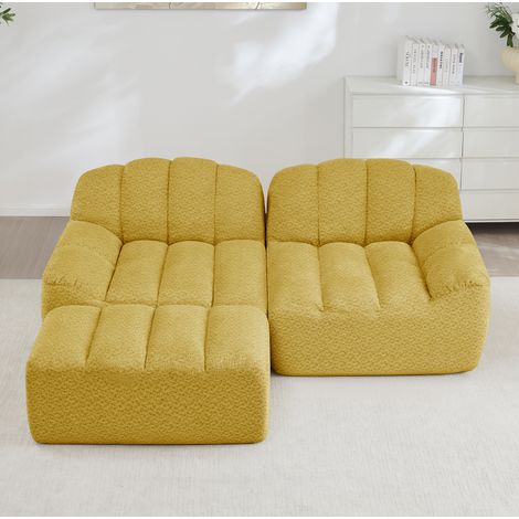 Divano angolare modolare 2 posti in fleece giallo OKMYHOME (1/5)