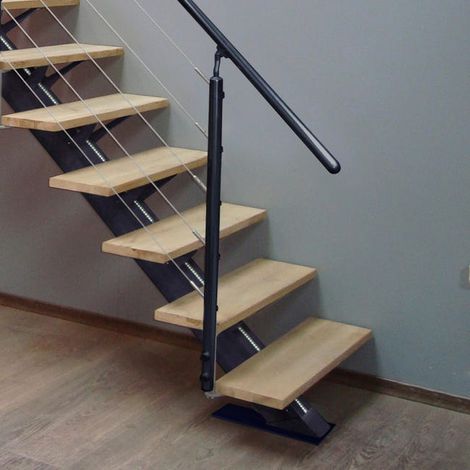 Rambarde d'Escalier Twin Anthracite Aluminium et Câbles Inox France (1/3)