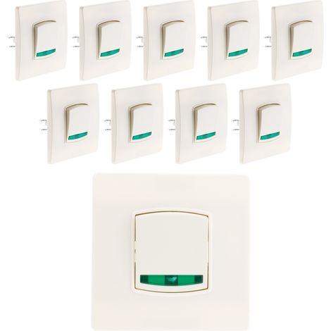 Zenitech – Lot de 10 boutons poussoir voyant borne-auto vis + griffes blanc – Puissance max 2300W sous 230V – Certifié NF et CE