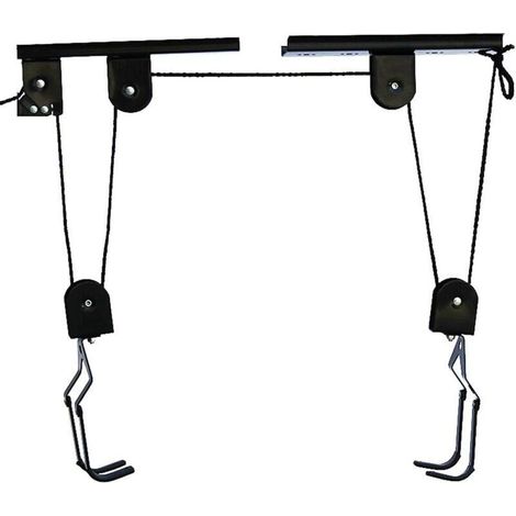 Ascenseur à vélo pour plafond – Capacité 20 kg – Crochets en caoutchouc – Mécanisme de verrouillage – Hauteur max 4 m (1/5)