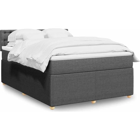Boxspringbett mit Matratze Dunkelgrau 140x200 cm Stoff