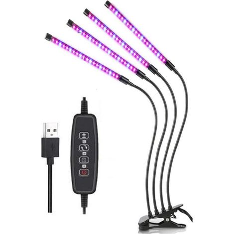 Lampada per la crescita delle piante a 4 teste con 80 LED, dimmerabile, a spettro completo, ideale per piante da interno, giardinaggio, serre e piante grasse. (1/5)