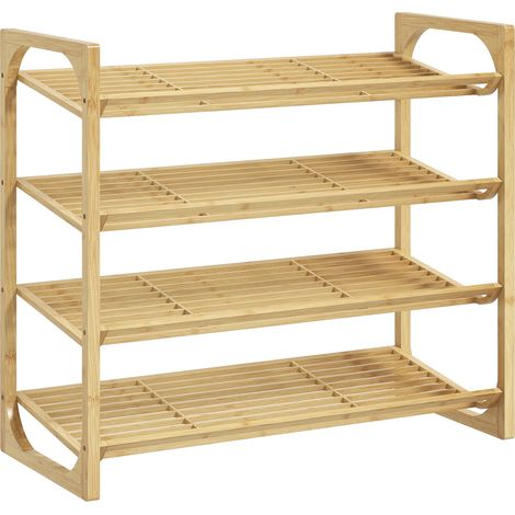 Zapatero de bambú de 4 niveles 76 x 33 x 67 cm natural (1/5)