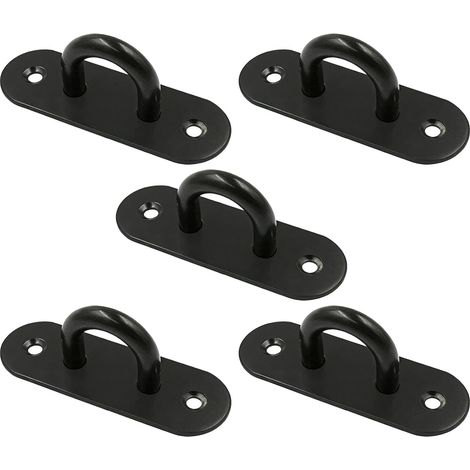 Fünf robuste Haken, 3,9 Zoll lange Deckenhaken aus Edelstahl, schwarze ovale Haken, 0,24 Zoll Lochdurchmesser, geeignet für den Innen- und Außenbereich. (1/5)