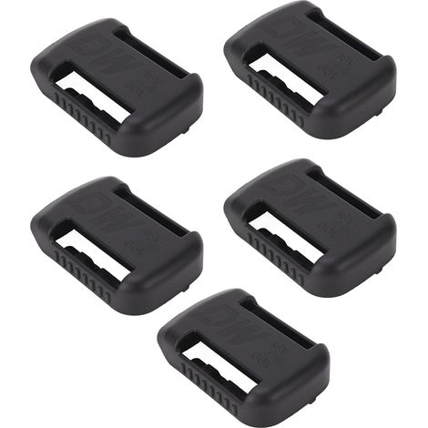 Support de rangement 5 piles avec ceinture à crochet, compatible Dewalt DCB200, DCB201, DCB203, DCB204, DCB205, DCB206 et batteries lithium similaires (modèle noir). (1/5)
