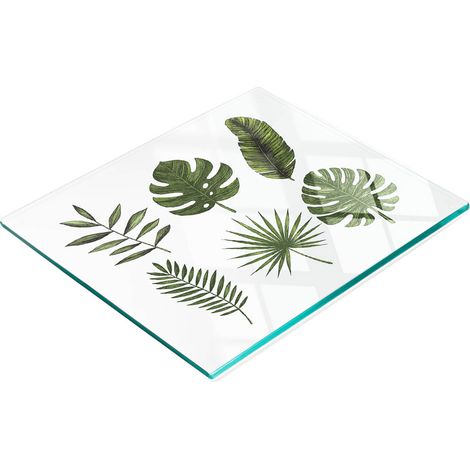 Planche à découper et à servir décorative en verre avec motif de feuilles tropicales 60x52 cm (1/5)