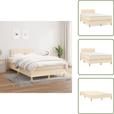 Letto con materasso a molle insacchettate - vidaXL Giroletto a Molle con Materasso Crema 120x200 cm in Tessuto - Letto con supporto medio-duro