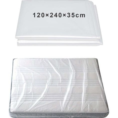 2 pièces Housses de Protection en Plastique, 120 240 35cm, Housse de Matelas pour déménagement, Sac de Rangement pour Matelas, adapté au Stockage et au Transport Mobiles (1/5)