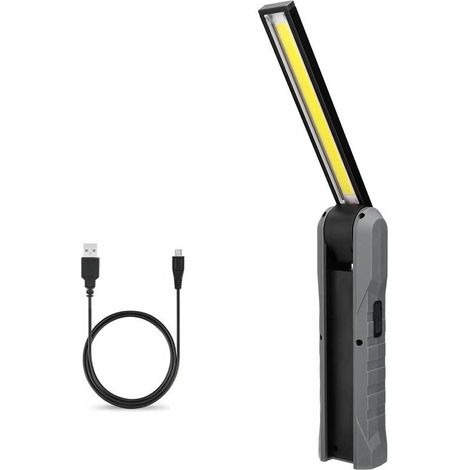 Wiederaufladbare LED-Arbeitsleuchte, BR-Vie Arbeitsleuchte, 5 Modi, mechanisches Licht, faltbare Taschenlampe mit Magnetfuß, Inspektionsleuchte für Camping, Autoreparatur, Grau (1/5)