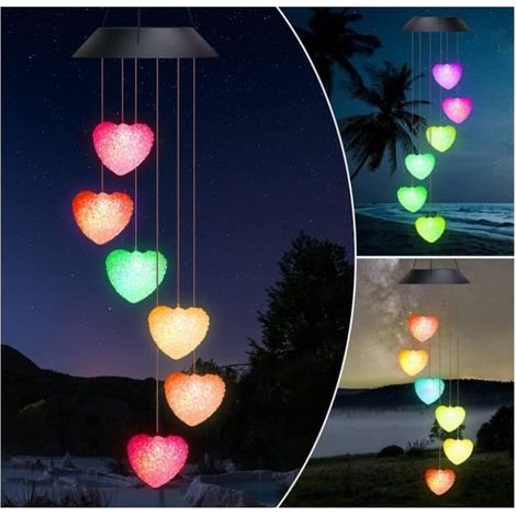 LED-Solar-Windspiel für den Garten - Weiß - 7 Farben - umweltfreundlich