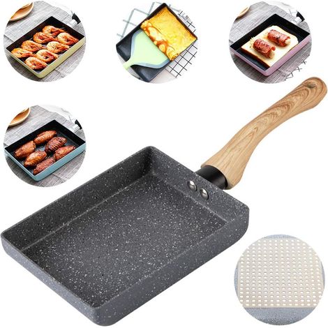 Poêle à omelette japonaise Tamagoyaki / Poêle à œufs - Revêtement antiadhésif - Mini poêle rectangulaire - Grise (1/3)