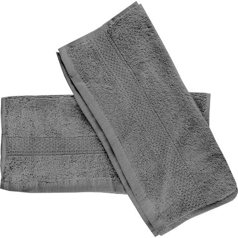Lot de 2 serviettes d'invité en coton 500 gr/m2 30x40 cm LAGUNE gris, par Soleil d'ocre