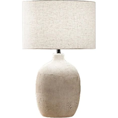 Lampe de table Perenz en céramique beige avec abat-jour tissu d.35 cm H55 cm, 1xE27 max 60W, style naturel élégant