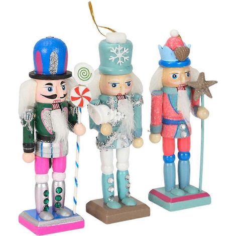 3pcs casse-noisettes soldats en bois fait main série océan, décoration de Noël artisanale, figurines marines festives pour sapin ou table. (1/4)