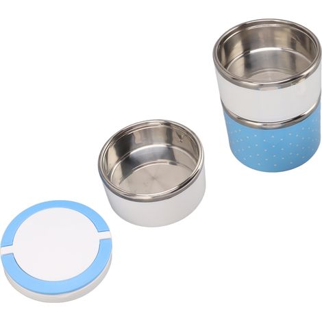 Stapelbarer, auslaufsicherer Thermo-Lunchbehälter aus Edelstahl, hält frisch, tragbare Thermo-Lunchbox für Partys, Blau (1/5)