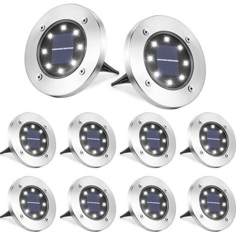 8 Pièces LED Lumière Solaire Extérieur-Lampe Solaires Jardin Au Sol-Blanc Froid Pelouse Lumière (1/4)