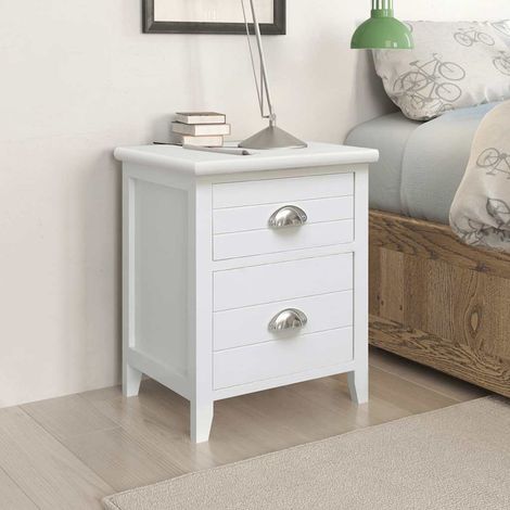 Nightstand 2 pcs with 2 Drawers White vidaXL