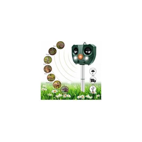 Répulsif à ultrasons pour animaux – Solaire, étanche, fréquence réglable – Alarme et lumières LED pour éloigner chats et nuisibles (1/5)