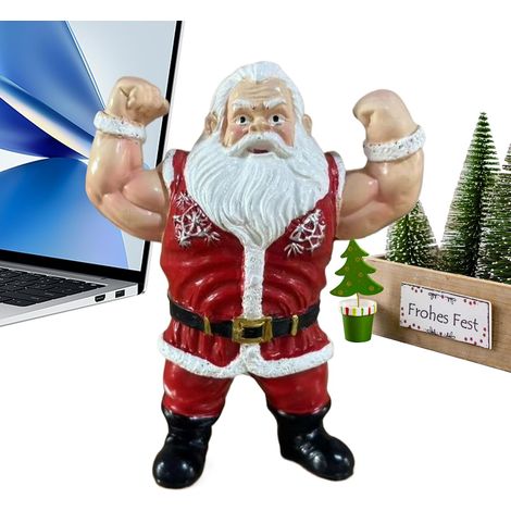 Figurines De Noël Père Noël Résine Père Noël Musclé Décor Humoristique Décor De Père Noël Pour Noël Pour Fête D'Anniversaire Bureaux Maison École Appartement (1/5)