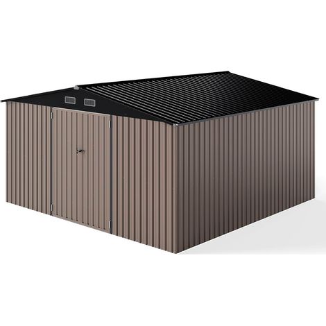 Capannone da esterno 350 x 350 x 198 cm antiruggine con accesso sicuro in metallo grigio 200017670