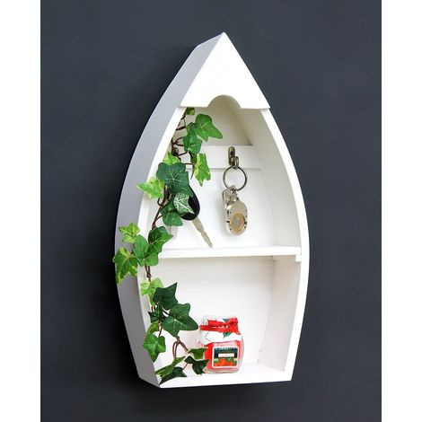 Schlüsselboard mit Ablage Boot 93542-XL Schlüsselhaken Wandregal 38 cm Schlüsselleiste Schlüsselkasten
