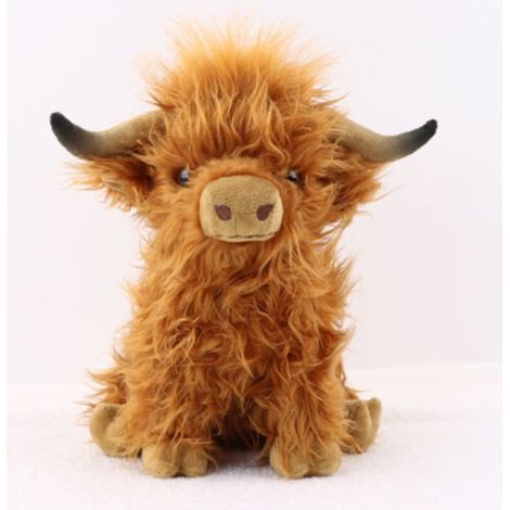 Peluche vache des Highlands de 25 cm, marron, cadeau écossais