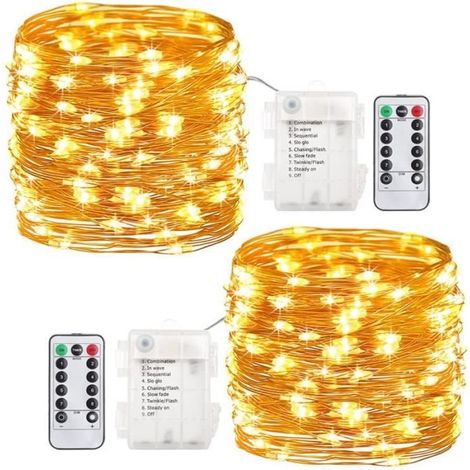 Guirlande lumineuse - AMOUNE - 20 mètres - 200 LED - Télécommande - Lumière blanc chaud - 8 modes (1/4)