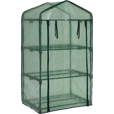 TG71366 mini invernadero de balcón con estantes de aluminio para sembrar o herbario 125x69x49 (1/5)