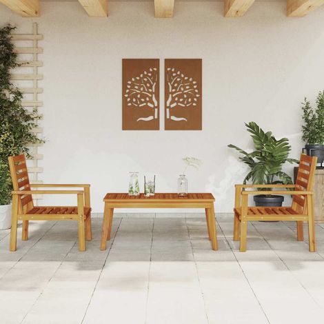 Salon de jardin 3 pièces extérieur en bois d’acacia massif, table et 2 chaises - PANGIVO (1/5)