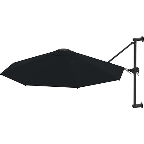 vidaXL Ombrellone a Muro con Palo in Metallo 300 cm Nero
