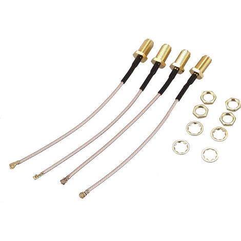4x Mini PCI auf RP-SMA Buchse Pigtail Antennen-WLAN-Koaxialkabel--