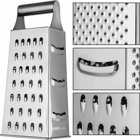 Boîte Râpe 4 Faces, Râpe carrée en Acier Inoxydable pour Cuisine Légumes Fruits Fromage (1/5)