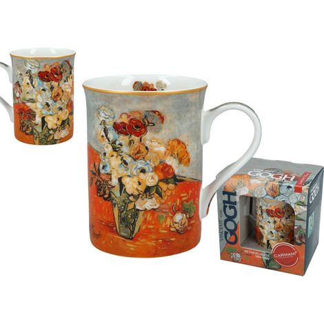Mug classique NEUF Van Gogh roses et anémones en porcelaine Carmani POUR UN CADEAU (1/4)