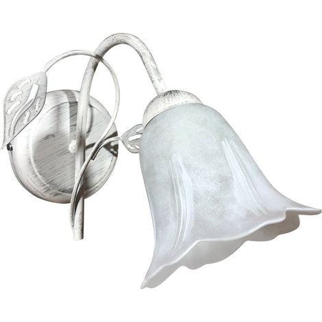Applique 1xE14 Montatura Bianco Argento Vetro Spugnato Bianco E-Energy Teresa (1/2)
