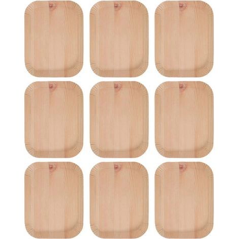 10 Einweg-Serviertabletts aus Papier für Snacks, Leckereien und Partyessen. – 16,50 x 13,00 x 1,50 cm (1/4)