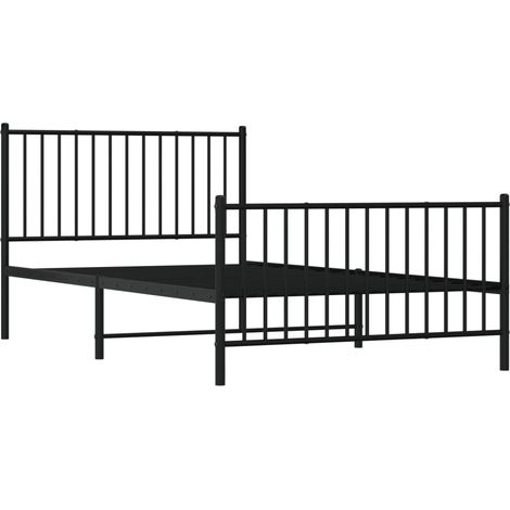 Cadre de lit métal sans matelas avec pied de lit noir 107x203cm vidaXL (1/5)