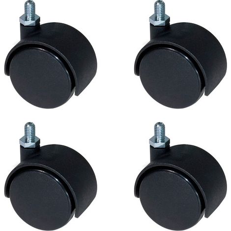 Emuca 2037817 Set di 4 Rotelle Pivotanti per Mobile senza Freno con Cuscinetti a Sfere, Ø40mm, Filettatura M8x12mm (1/4)