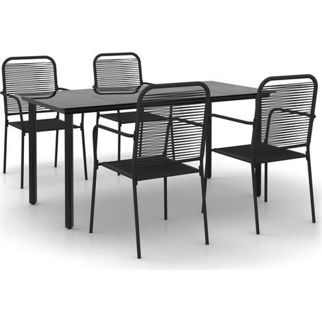 Maison Exclusive - 5-tlg. Garten-Essgruppe Schwarz Baumwollseil u