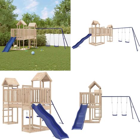 Aire de jeux d'extérieur bois de pin massif - Jeux D'extérieurs - Aire De Jeux - Maisonnette De Jeu - Jouet Extérieur - Bois - Home & Living