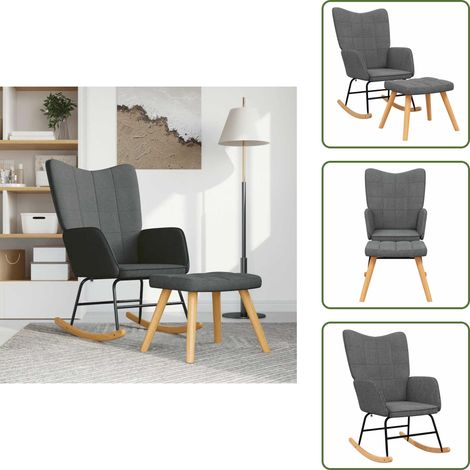 The Living Store Schaukelsessel mit Hocker Dunkelgrau Stoff - Wohnzimmerstuhl (1/5)