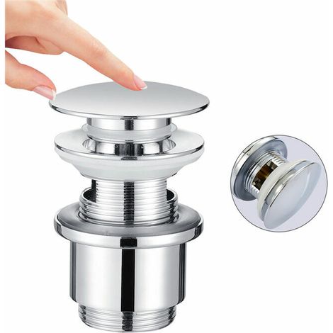OrchidWashbasin Drain Pop-up Drain with Universal Automatic Overflow in Chromed Copper Large Drainage