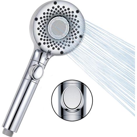 Handbrause mit 6 Strahlarten und Wasserstopp-Funktion, wassersparend (1/5)