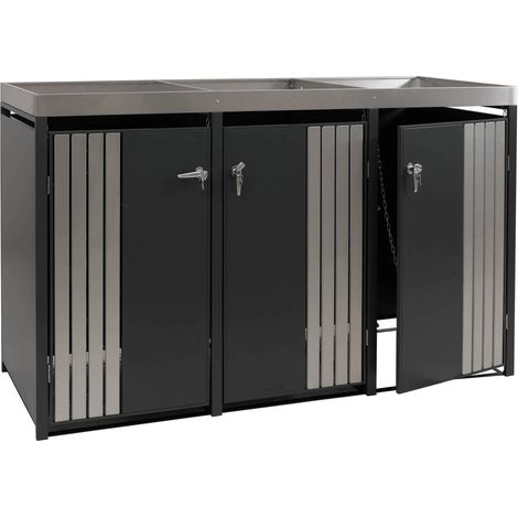 [NON UTILIZZATO] Copribidone triplo HHG-375, copricassonetto con fioriera, metallo 125x196x84cm 75kg, acciaio antracite