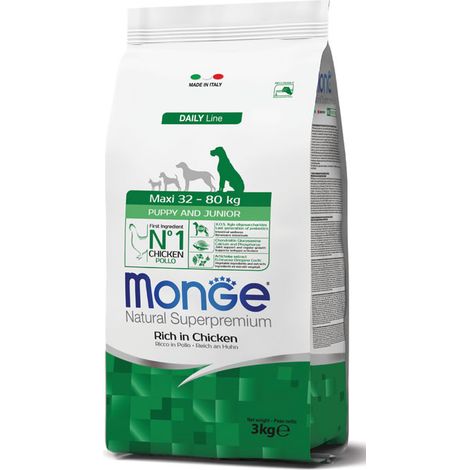 Monge Dog Natural Superpremium Maxi Puppy e Junior Pollo - Sacco 3 Kg -