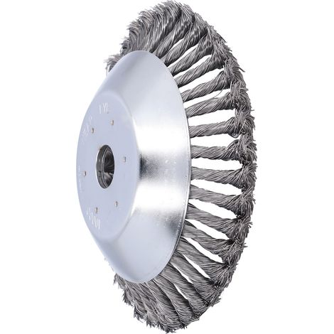 Brosse tordue acier inox débroussailleuse désherbage pierre 200mm trou 25mm disque décoration jardin 1 pièce (1/5)