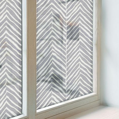 Sichtschutzfolie 100x116 cm Dekorativ Folie für Badezimmer Milchglas Selbstklebend Sichtschutz Fenster Dekorfolie Blickdicht PVC Zickzackmuster